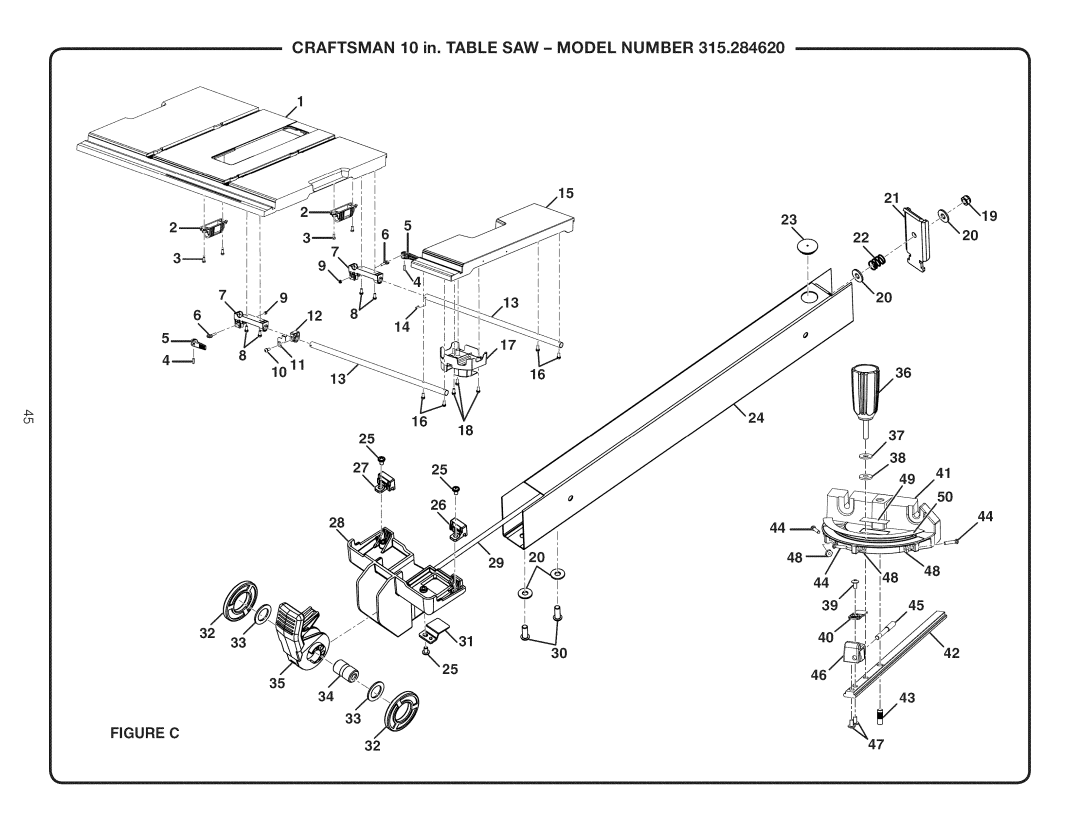 Craftsman 315.28462 manual Figure C 