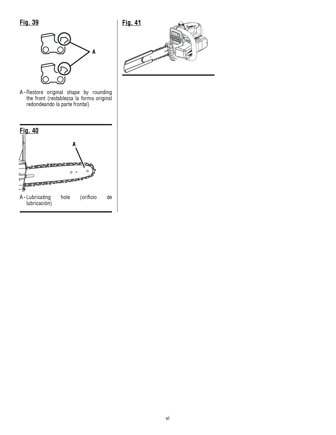 Craftsman 315.3413 manual A - Lubricating hole orificio de lubricación 