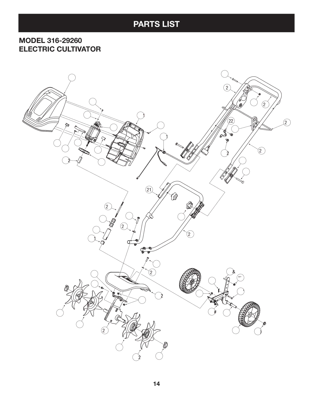 Craftsman 316.2926 manual Parts List 