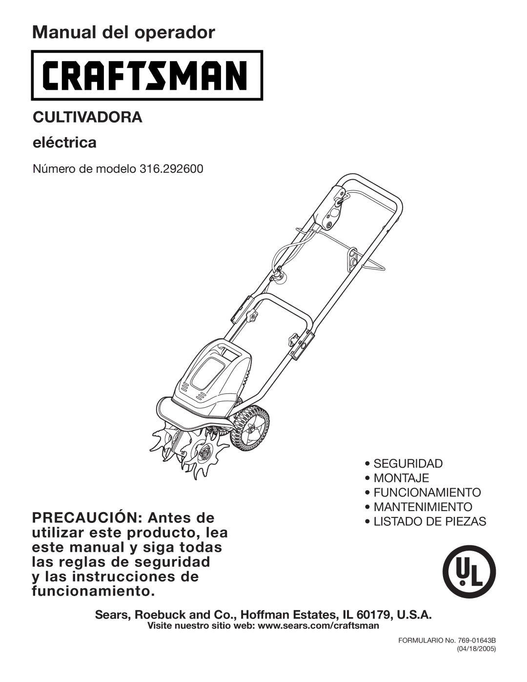 Craftsman 316.2926 manual Manual del operador 