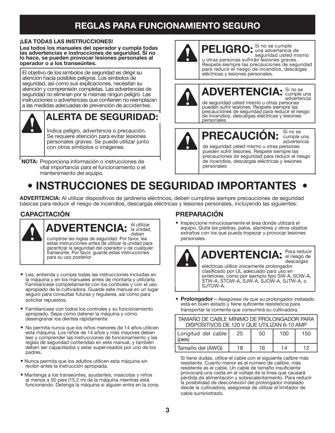 Craftsman 316.2926 manual Advertencia Si no se, Precaución Si no se, Advertencia Al utilizar, Advertencia Para reducir 