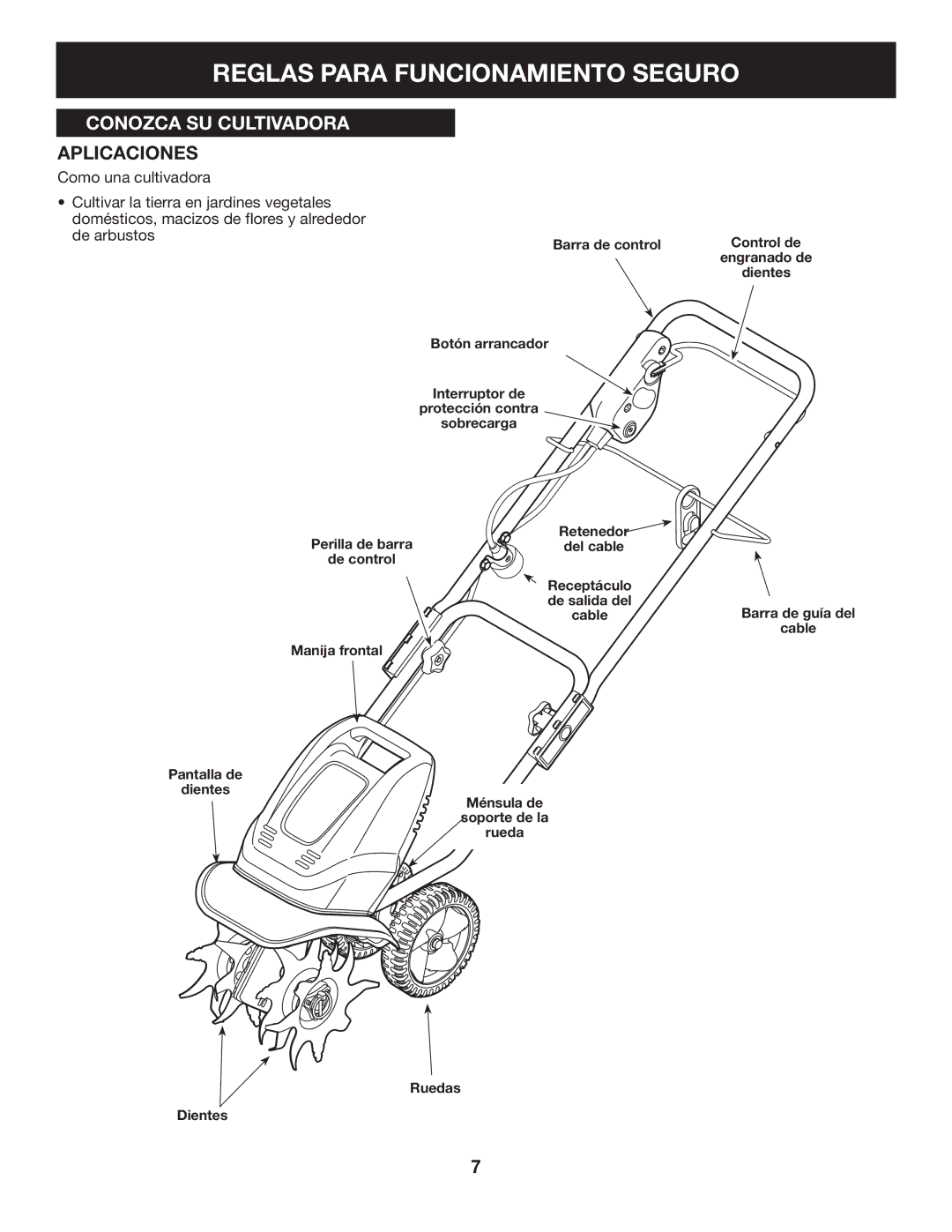 Craftsman 316.2926 manual Conozca SU Cultivadora, Aplicaciones 