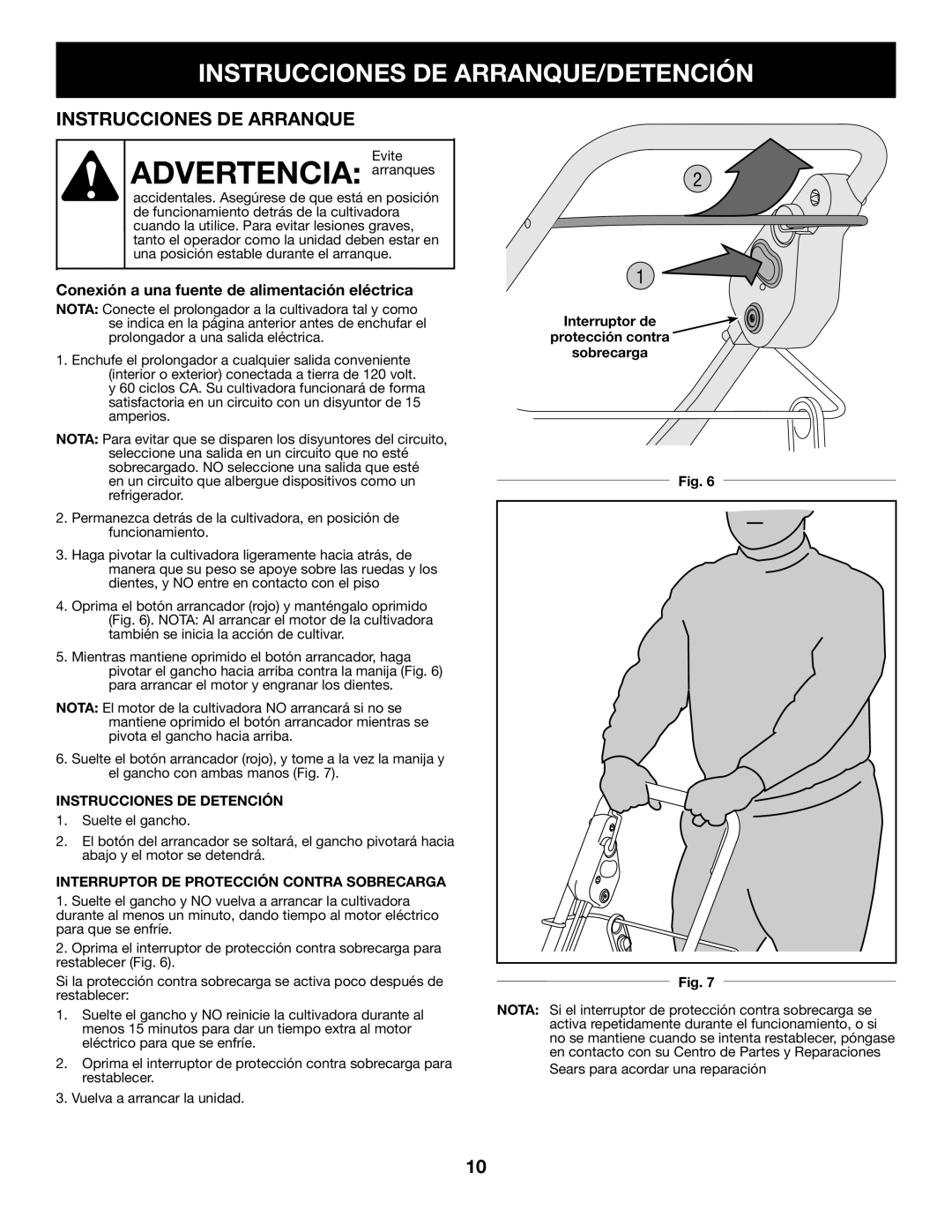 Craftsman 316.2926 manual Advertencia arranques, Instrucciones DE ARRANQUE/DETENCIÓN, Instrucciones DE Arranque 