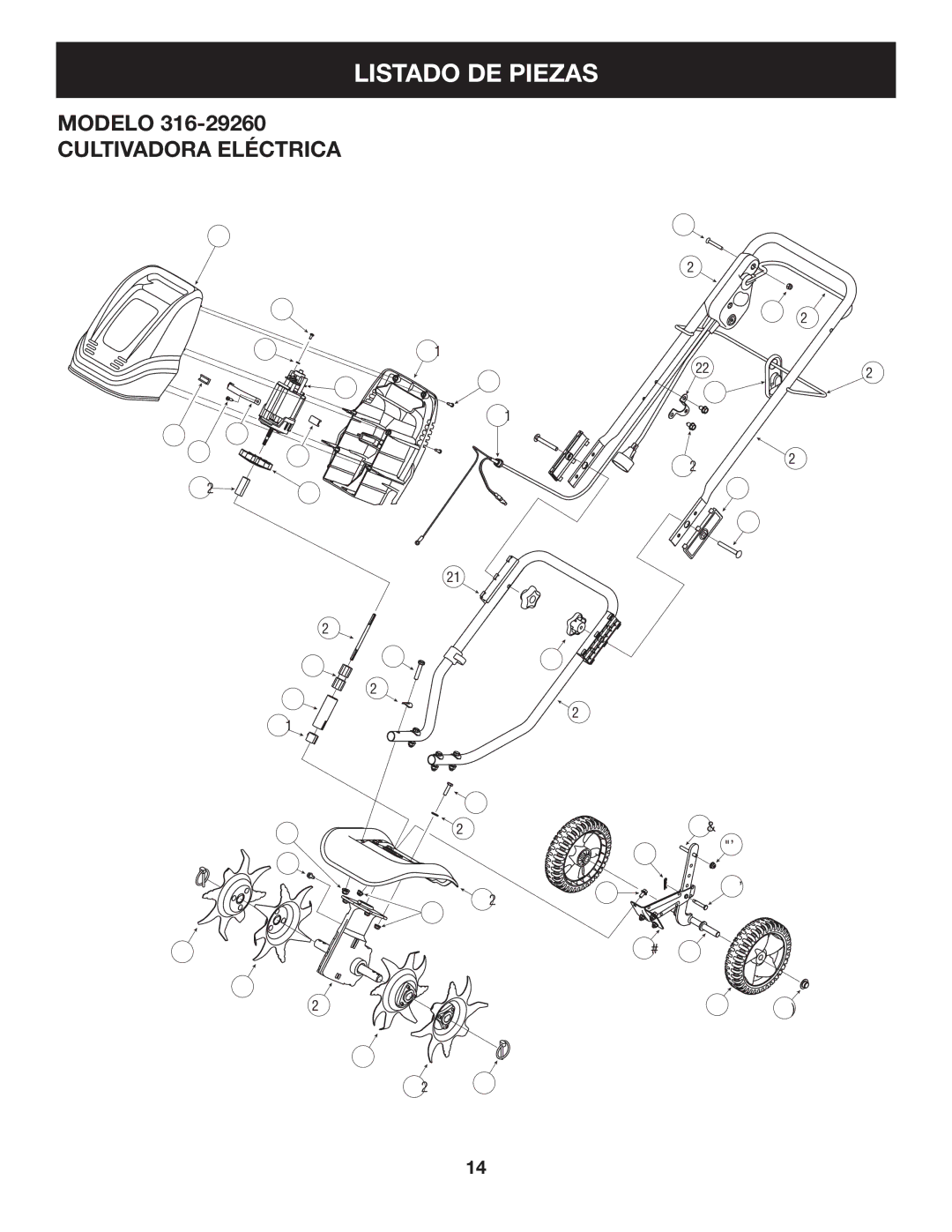 Craftsman 316.2926 manual Listado DE Piezas 