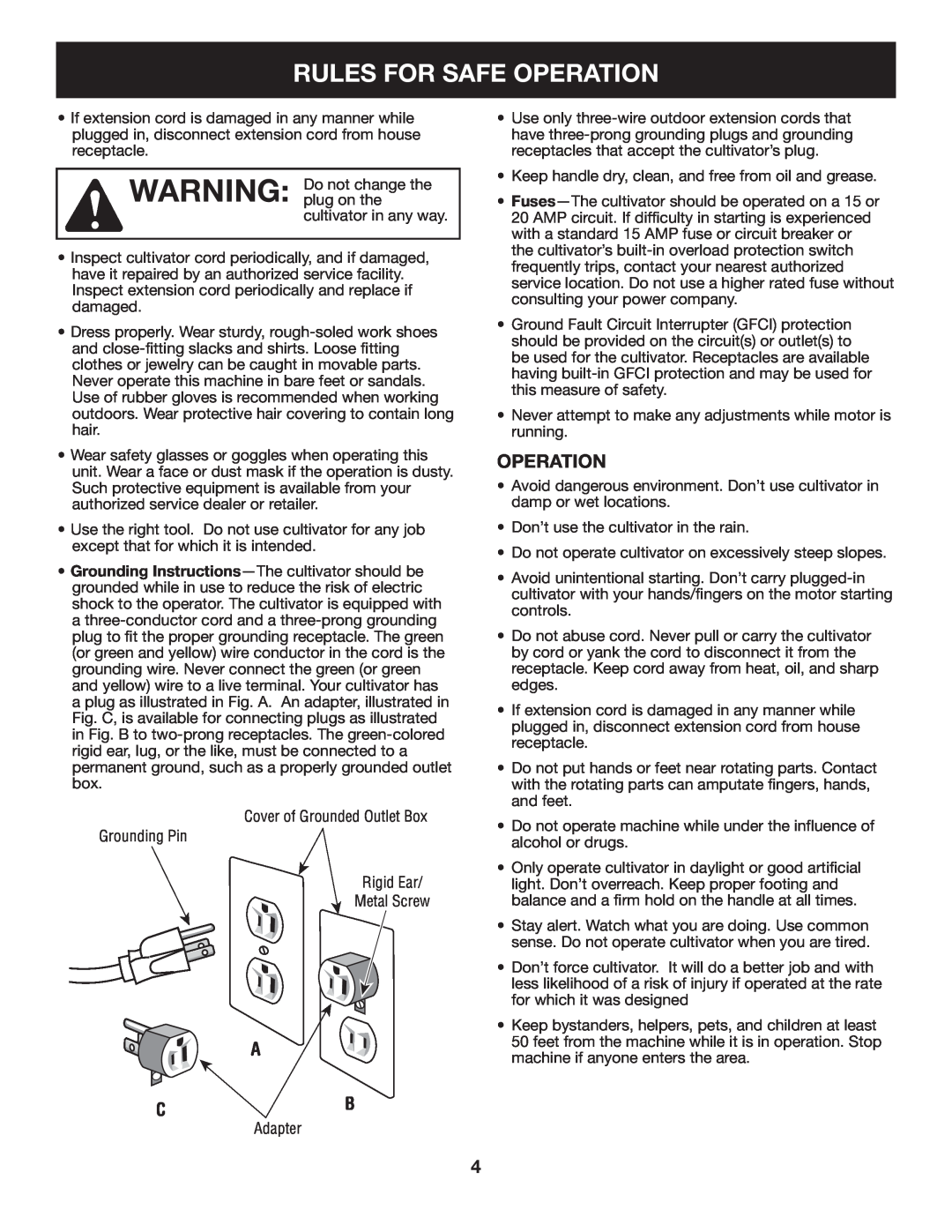 Craftsman 316.2926 manual Rules For Safe Operation, A Cb 