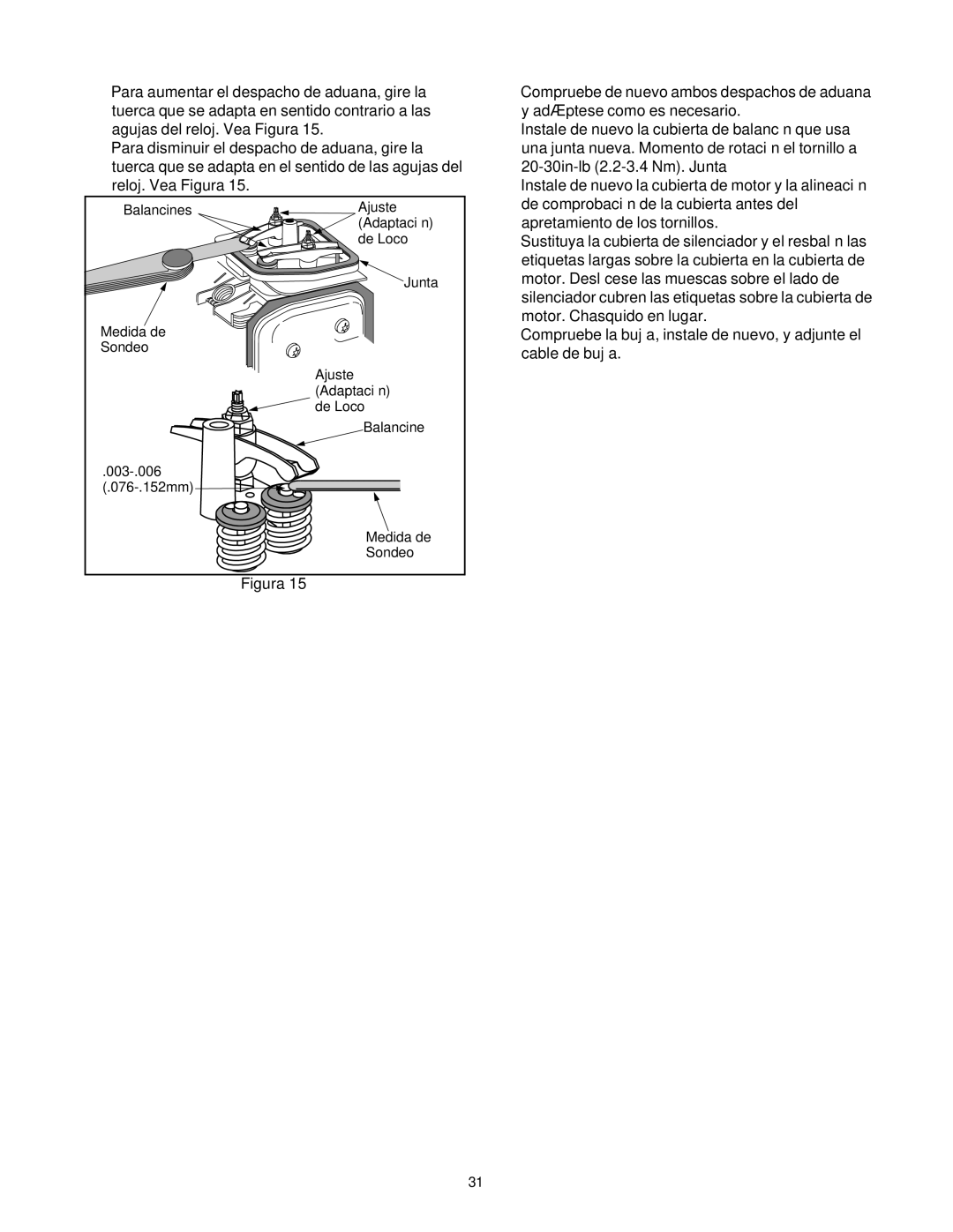 Craftsman 316.2927 manual Balancines Ajuste 