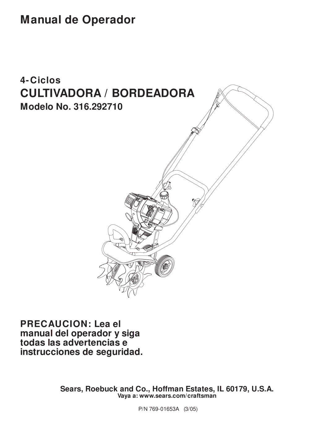 Craftsman 316.29271 manual Cultivadora / Bordeadora 