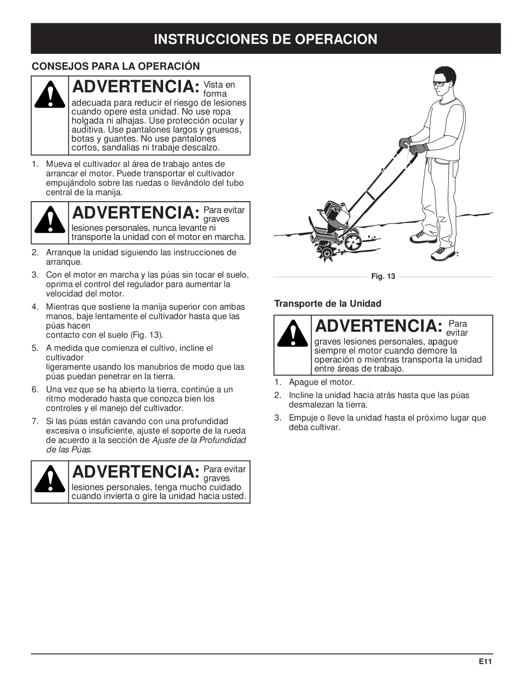 Craftsman 316.29271 manual Advertencia forma, Advertencia graves, Advertencia evitarPara, Advertencia Para evitar 