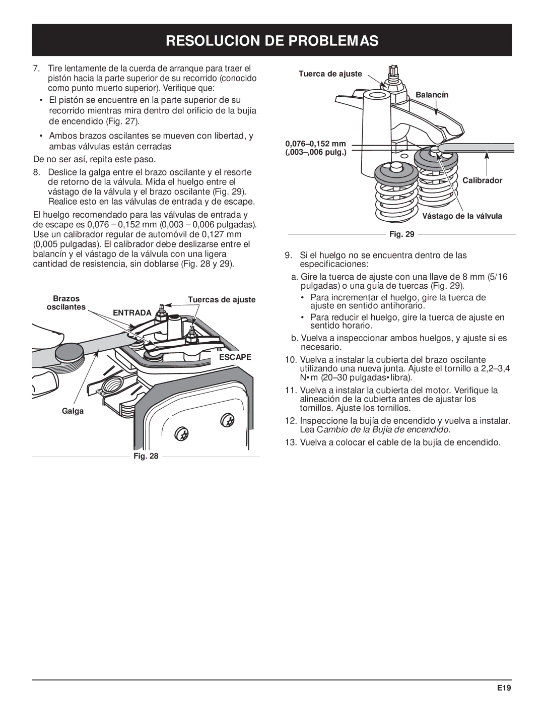 Craftsman 316.29271 manual Entrada 