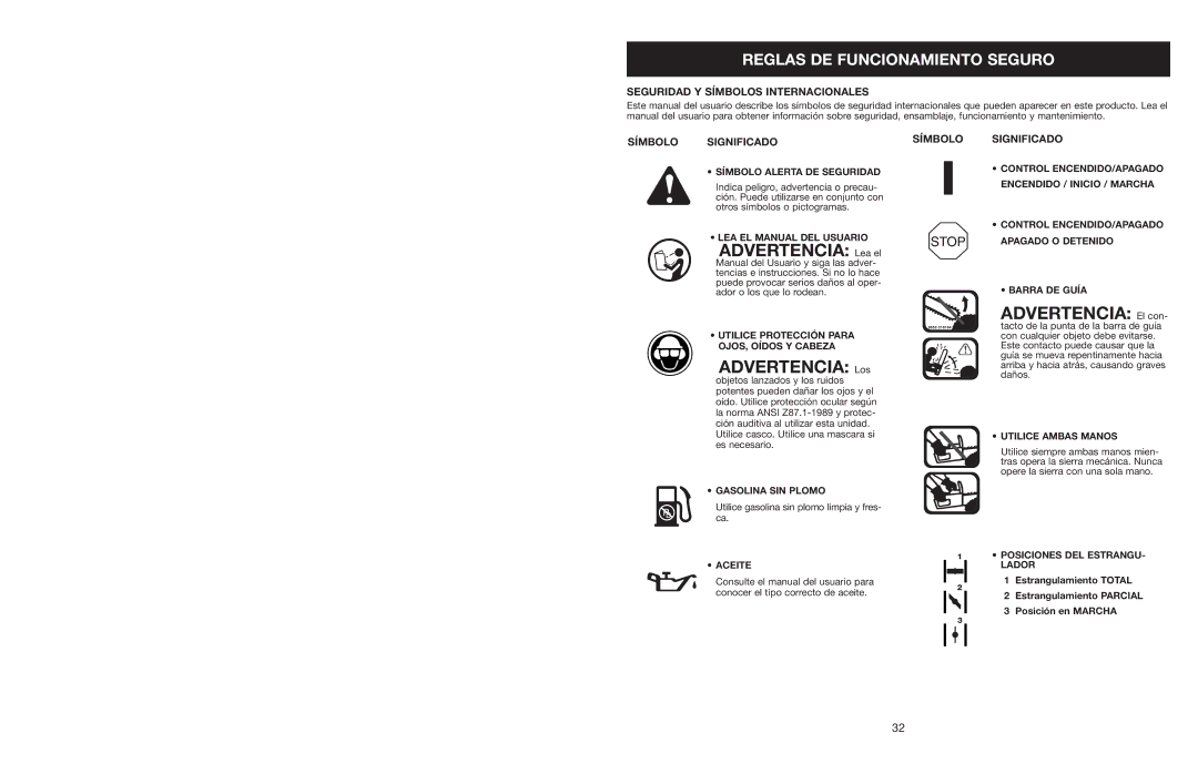 Craftsman 316.350850 warranty Advertencia Lea el, Advertencia Los, Advertencia El con, Seguridad Y Símbolos Internacionales 