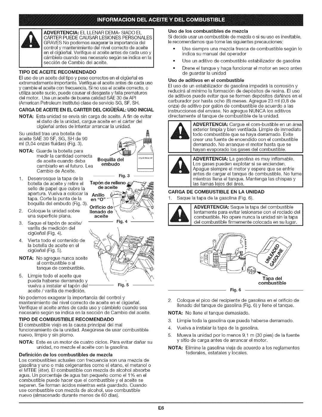 Craftsman 316.79197 manual Tapa del combustible 