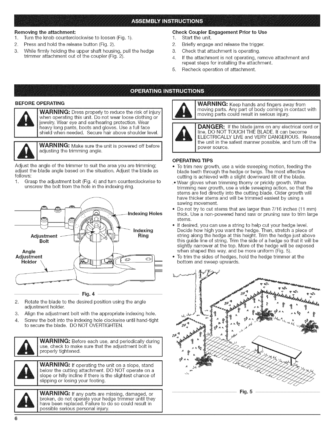 Craftsman 316.792490 manual Before Operating, Ndexing Holes, CheckCouplerEngagement Prior to Use, Operating Tips 