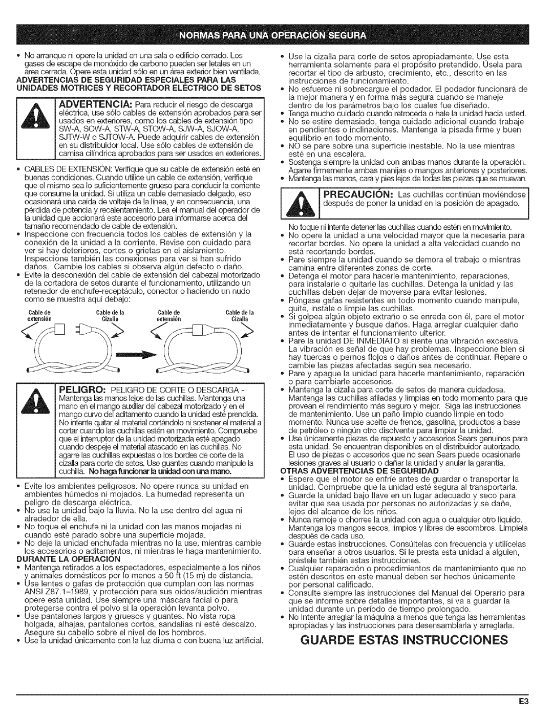 Craftsman 316.792490 manual Guarde Estas Instrucciones, Durante La Operacion 