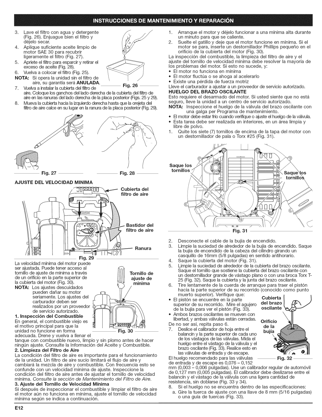 Craftsman 316.794801 manual Ajuste DEL Velocidad Minima, Hlielgo DEL Brazo Oscilante 