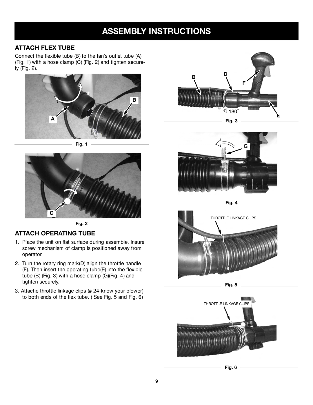 Craftsman 316.79499 manual Assembly Instructions, Attach Flex Tube, Attach Operating Tube 