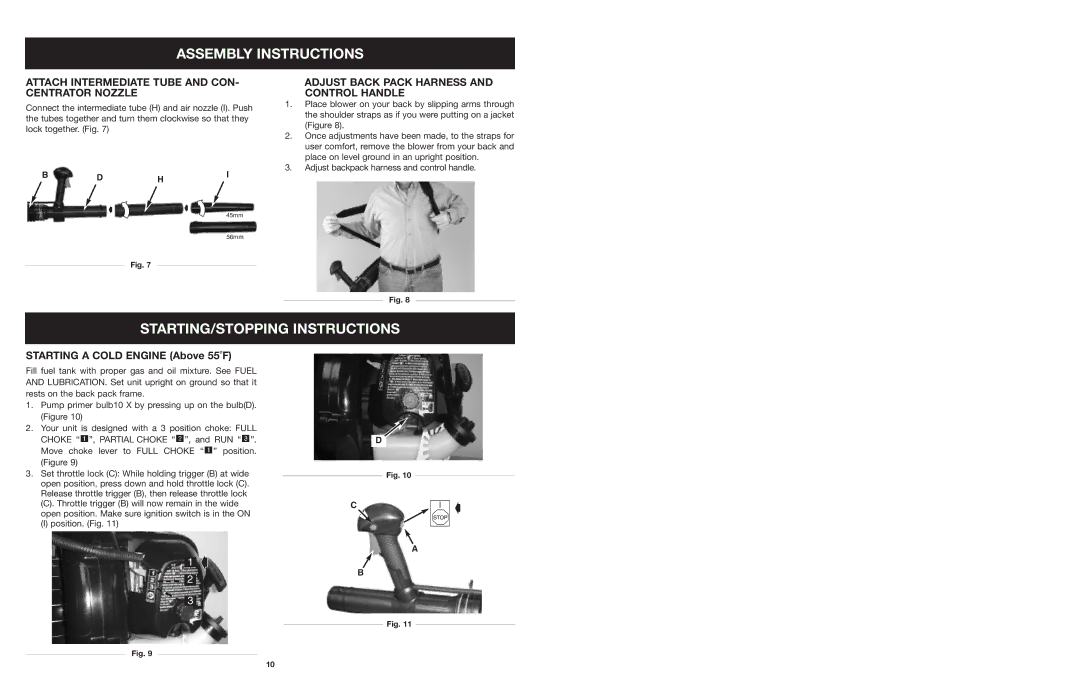 Craftsman 316.794991 manual STARTING/STOPPING Instructions, Attach Intermediate Tube and CON- Centrator Nozzle 