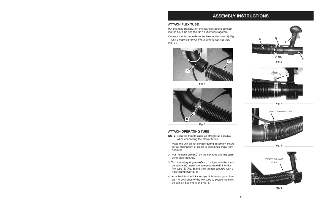 Craftsman 316.794991 manual Assembly Instructions, Attach Flex Tube, Attach Operating Tube 