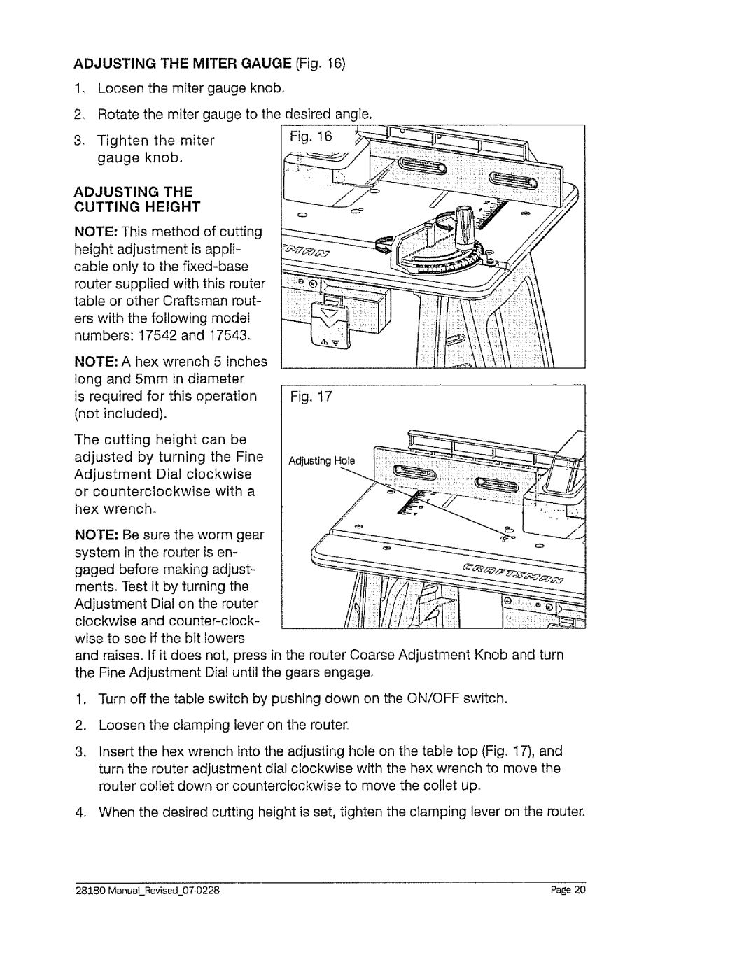 Craftsman 320. 28180 operating instructions Adjusting Cutting Height 