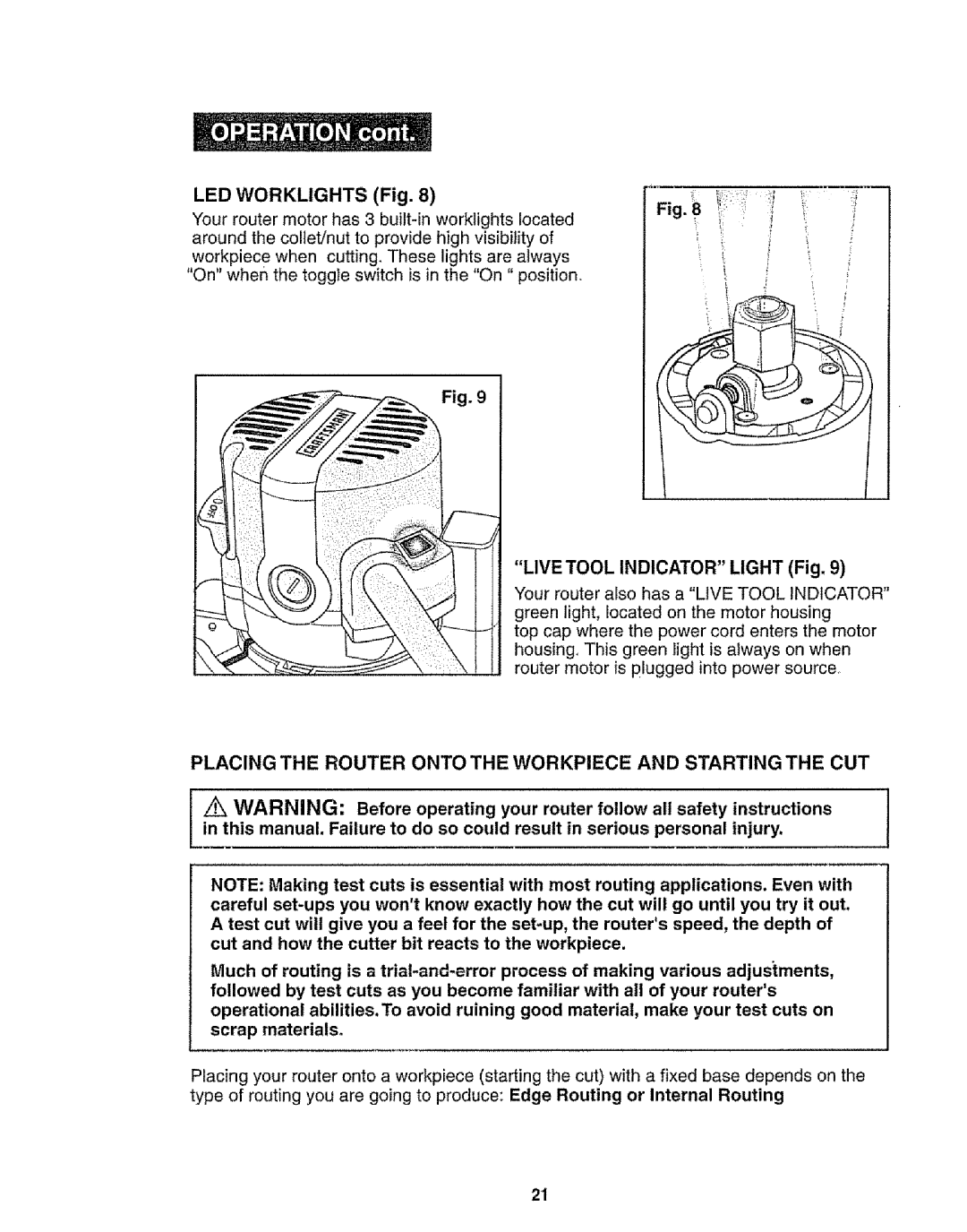 Craftsman 320.17541 operating instructions LED Worklights Fig 