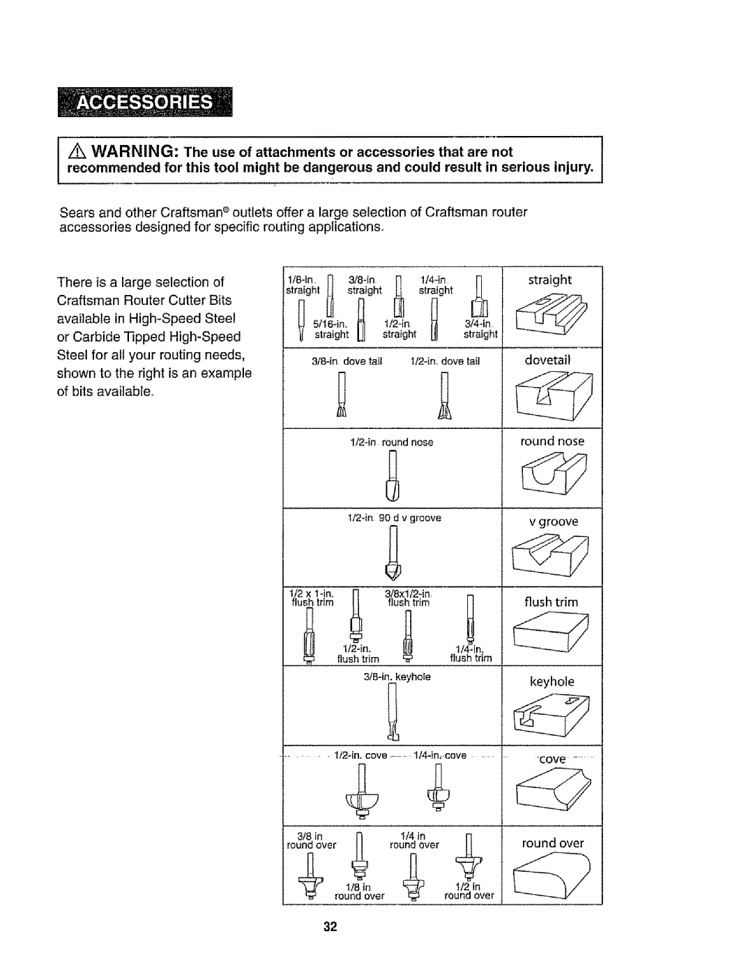 Craftsman 320.17541 operating instructions Dovetail 