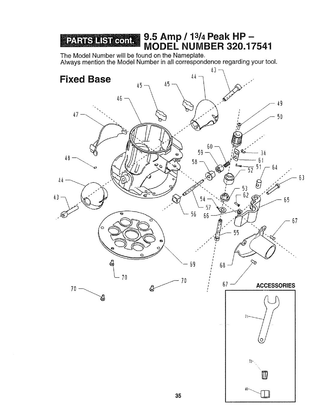 Craftsman 320.17541 operating instructions Amp / 1314Peak HP Model Number 