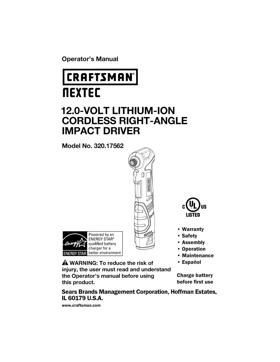 Craftsman 320.17562 warranty FlEX E, Energystar 