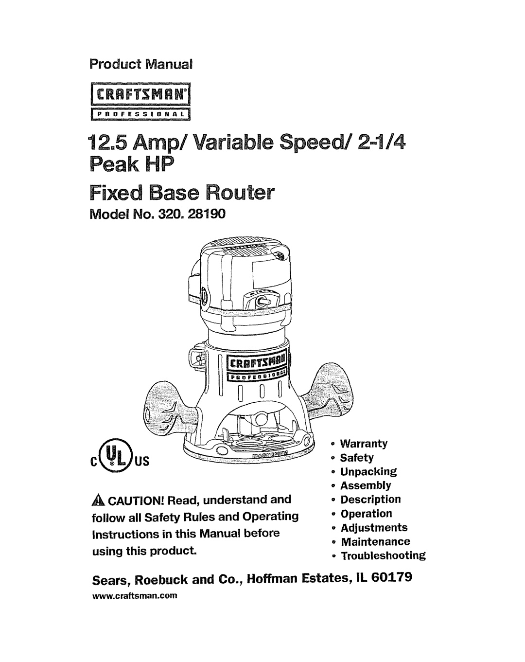 Craftsman 320.2819 operating instructions Sears, Roebuck and Co., Hoffman Estates, IL 