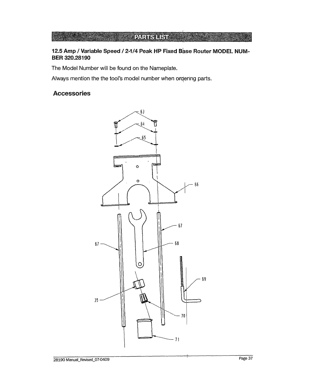 Craftsman 320.2819 operating instructions Accessories 