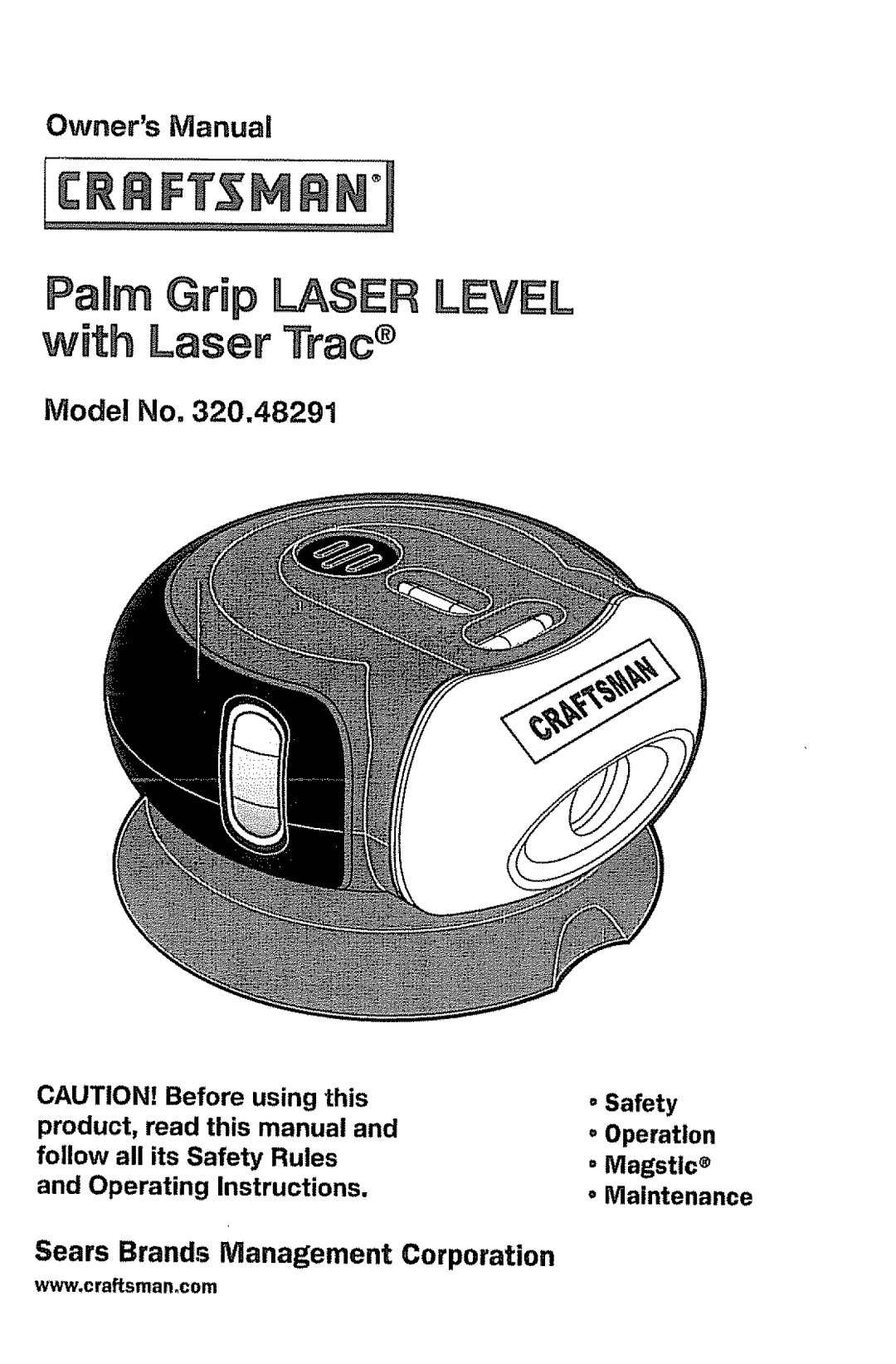 Craftsman 320.48291 owner manual Palm Grip Laser with Laser Trac 