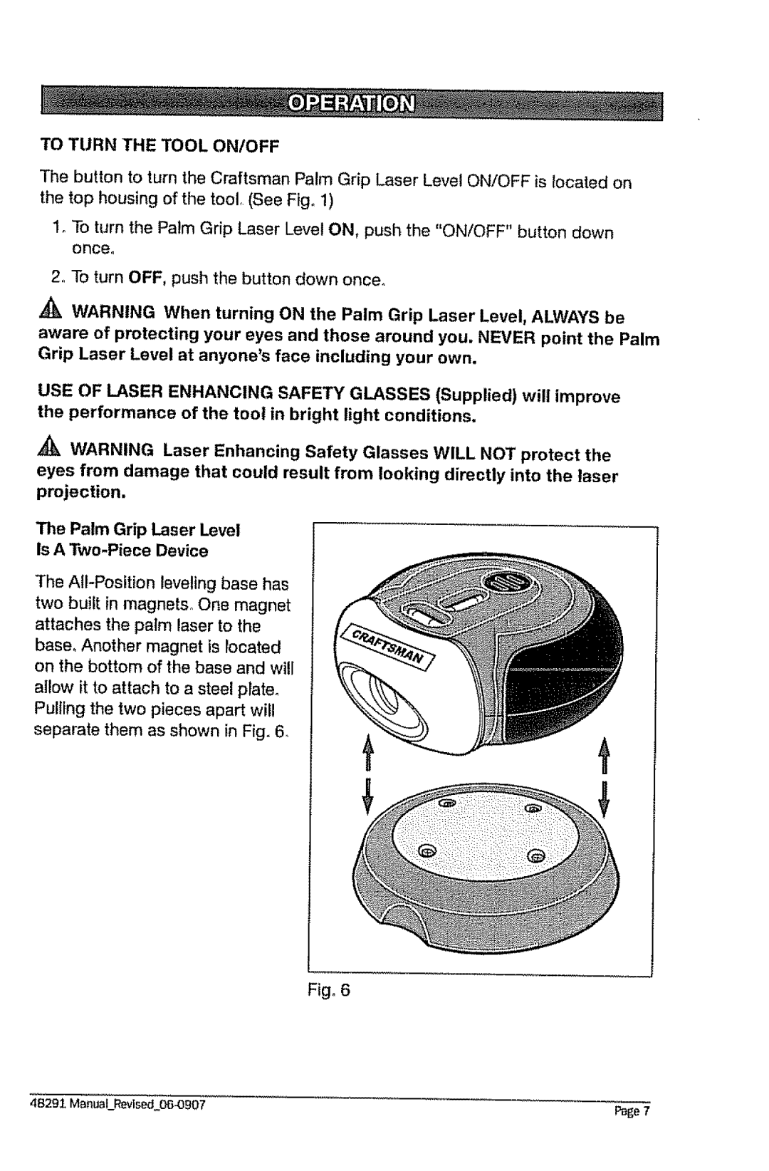 Craftsman 320.48291 owner manual Fig6 