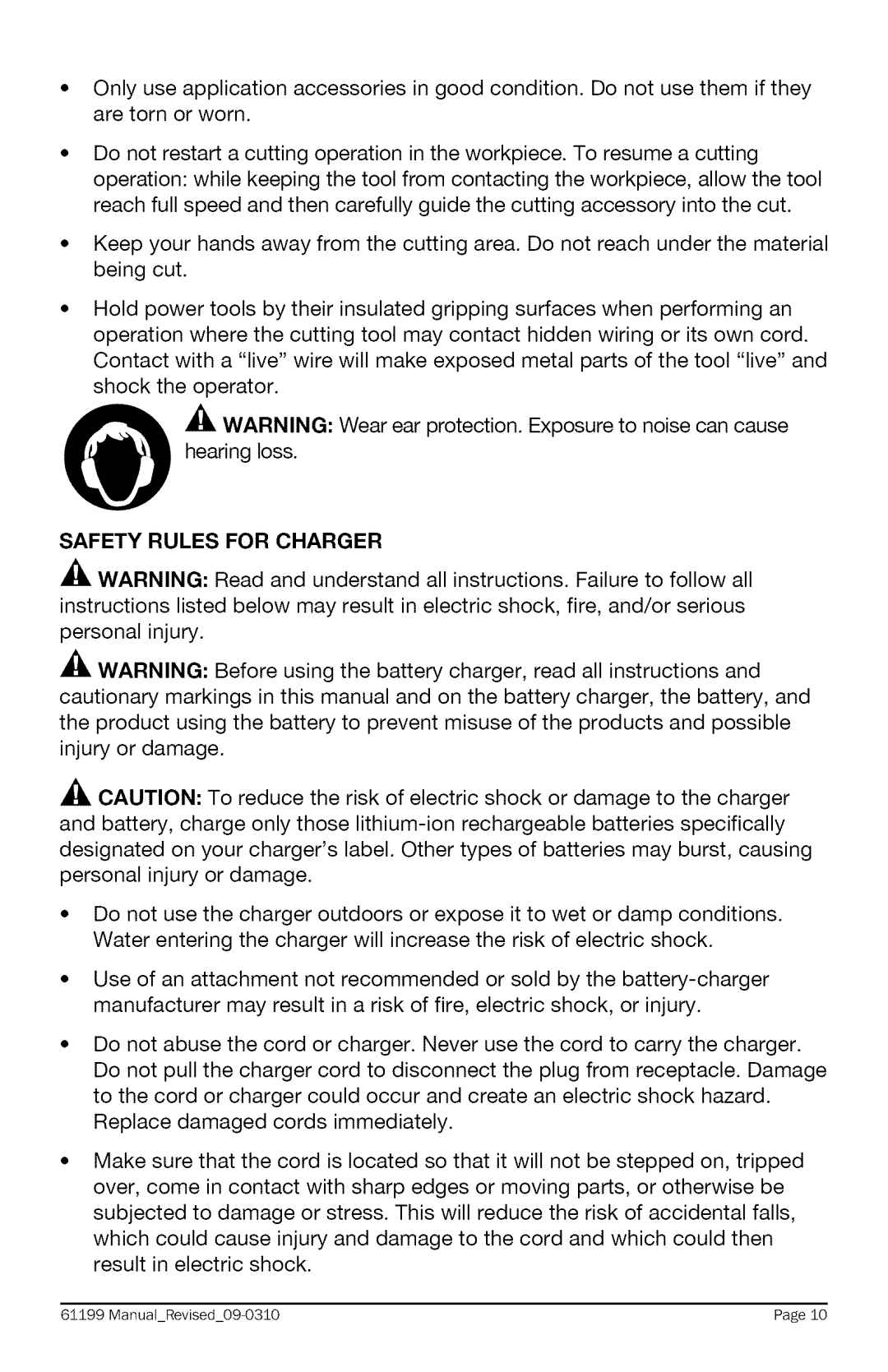 Craftsman 320.61199 warranty Safety Rules for Charger 