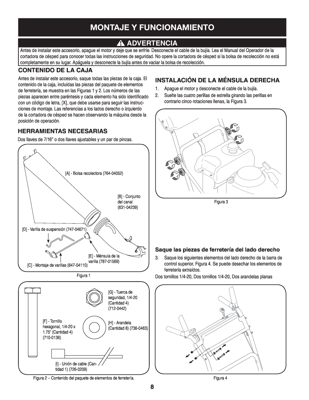 Craftsman 33731 Montaje Y Funcionamiento, Advertencia, Contenido De La Caja, Herramientas Necesarias, Figura, 710-0136 