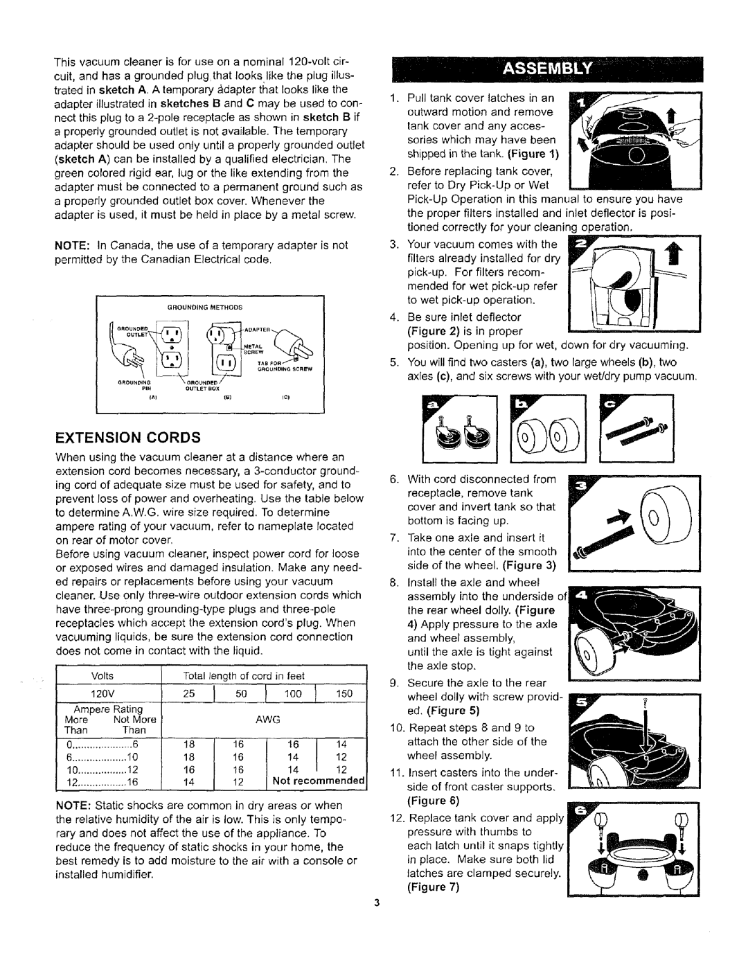 Craftsman 338.17923 owner manual Extension Cords, on rear of motor cover 