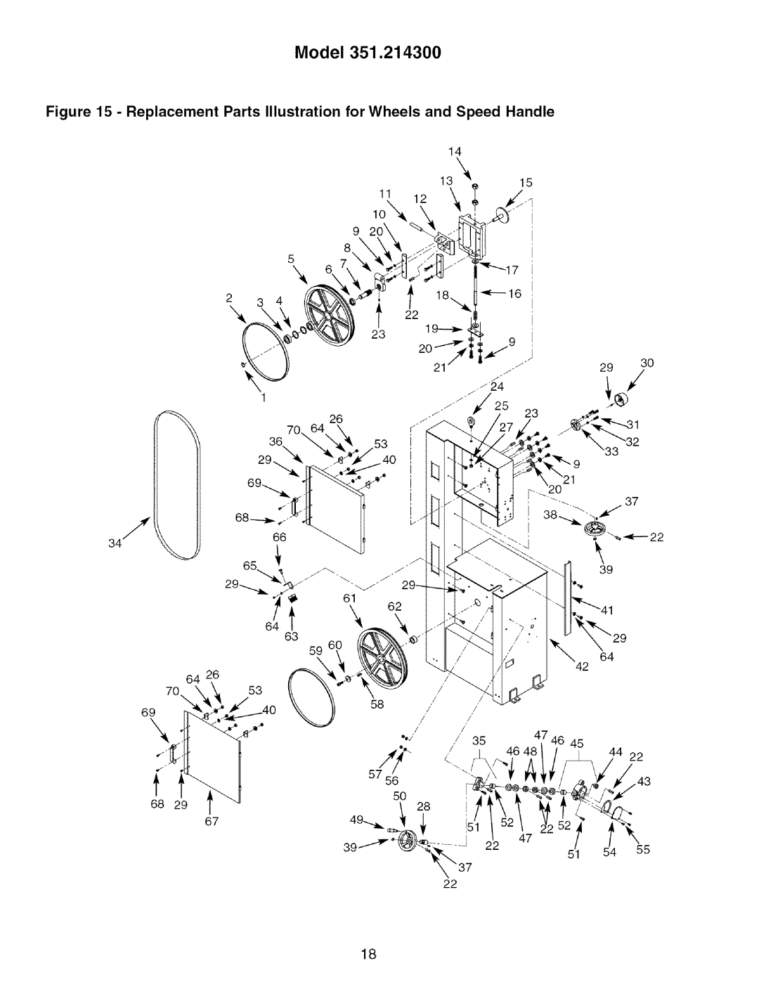 Craftsman 351.21 4300 operating instructions Replacement Parts Illustration for Wheels and Speed Handle 