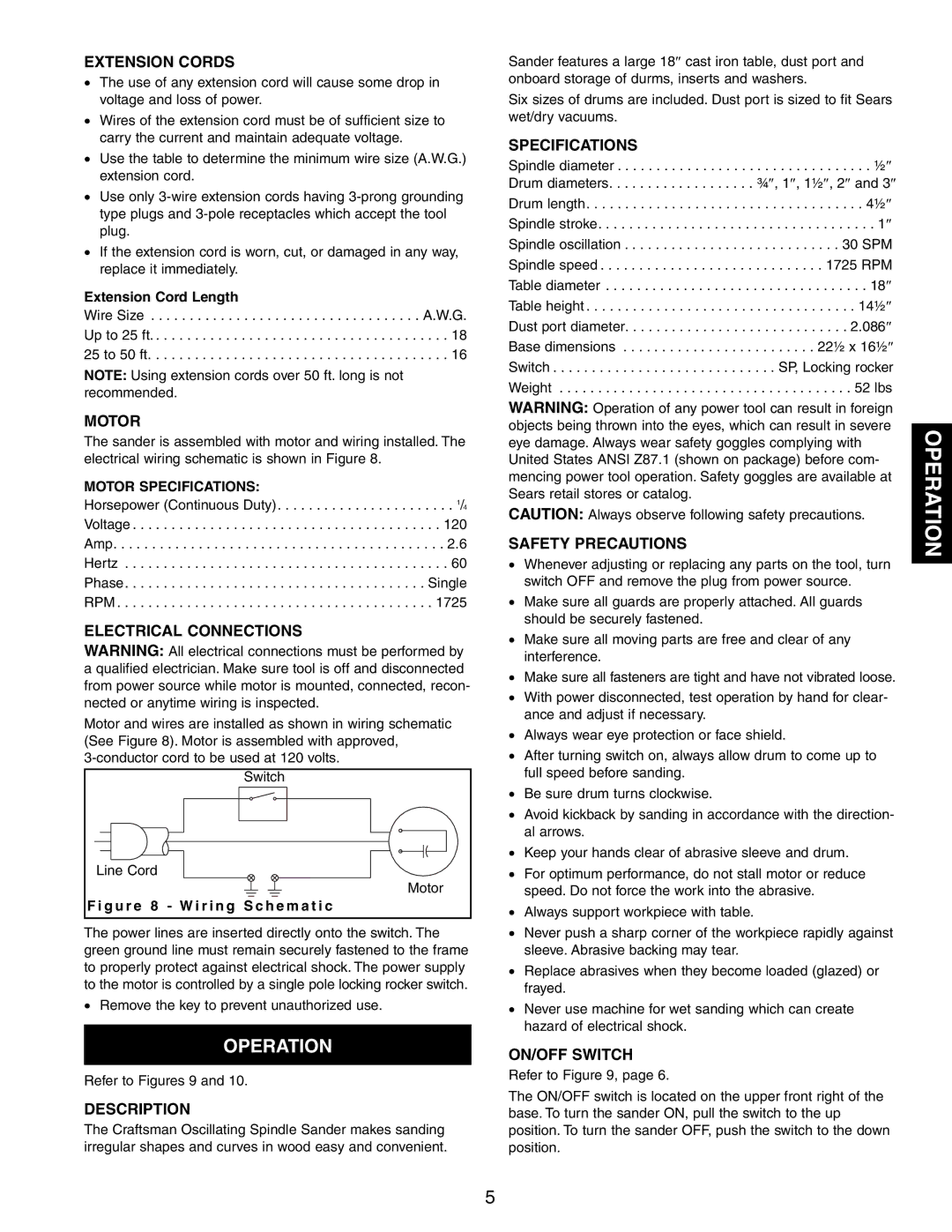 Craftsman 351.215 operating instructions Operation 