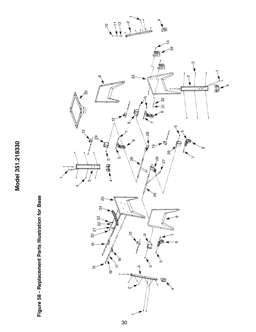 Craftsman 351.21833 operating instructions Replacement Parts Illustration for Base 