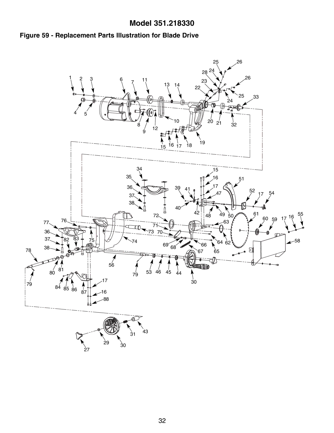 Craftsman 351.21833 operating instructions Replacement Parts Illustration for Blade Drive 