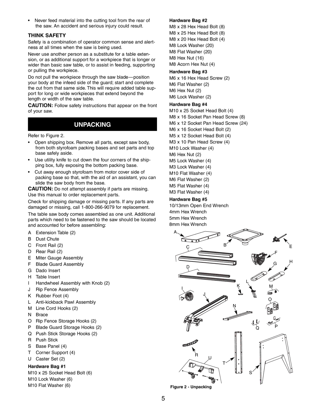 Craftsman 351.21833 operating instructions Unpacking, Think Safety 