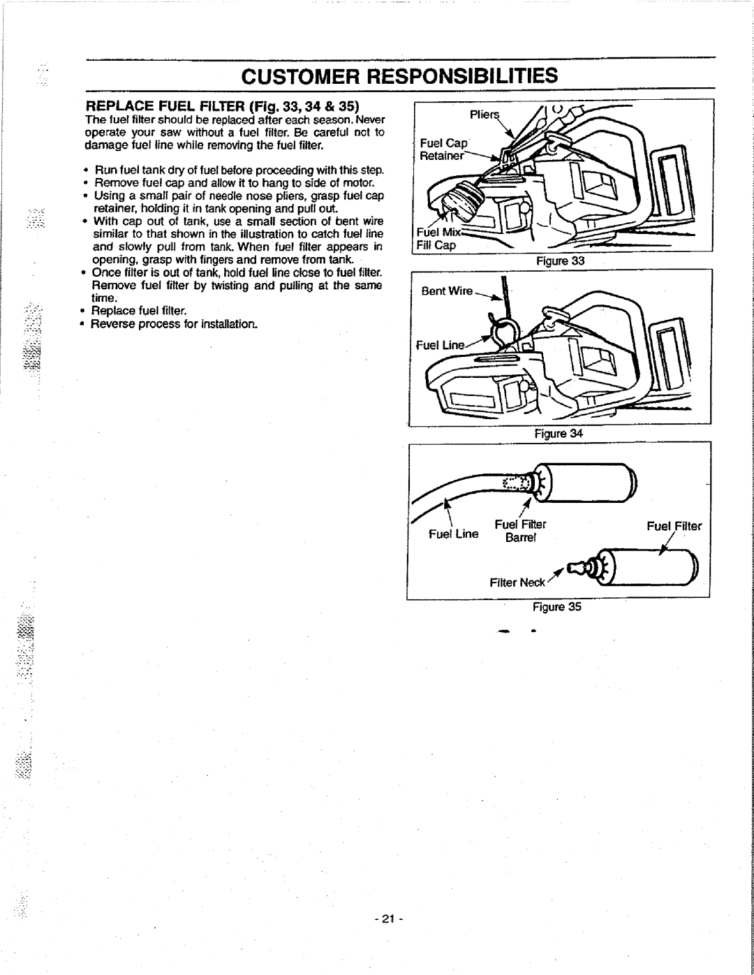 Craftsman 358.351080 manual Fuel Line Barrel, Fuel Filter 