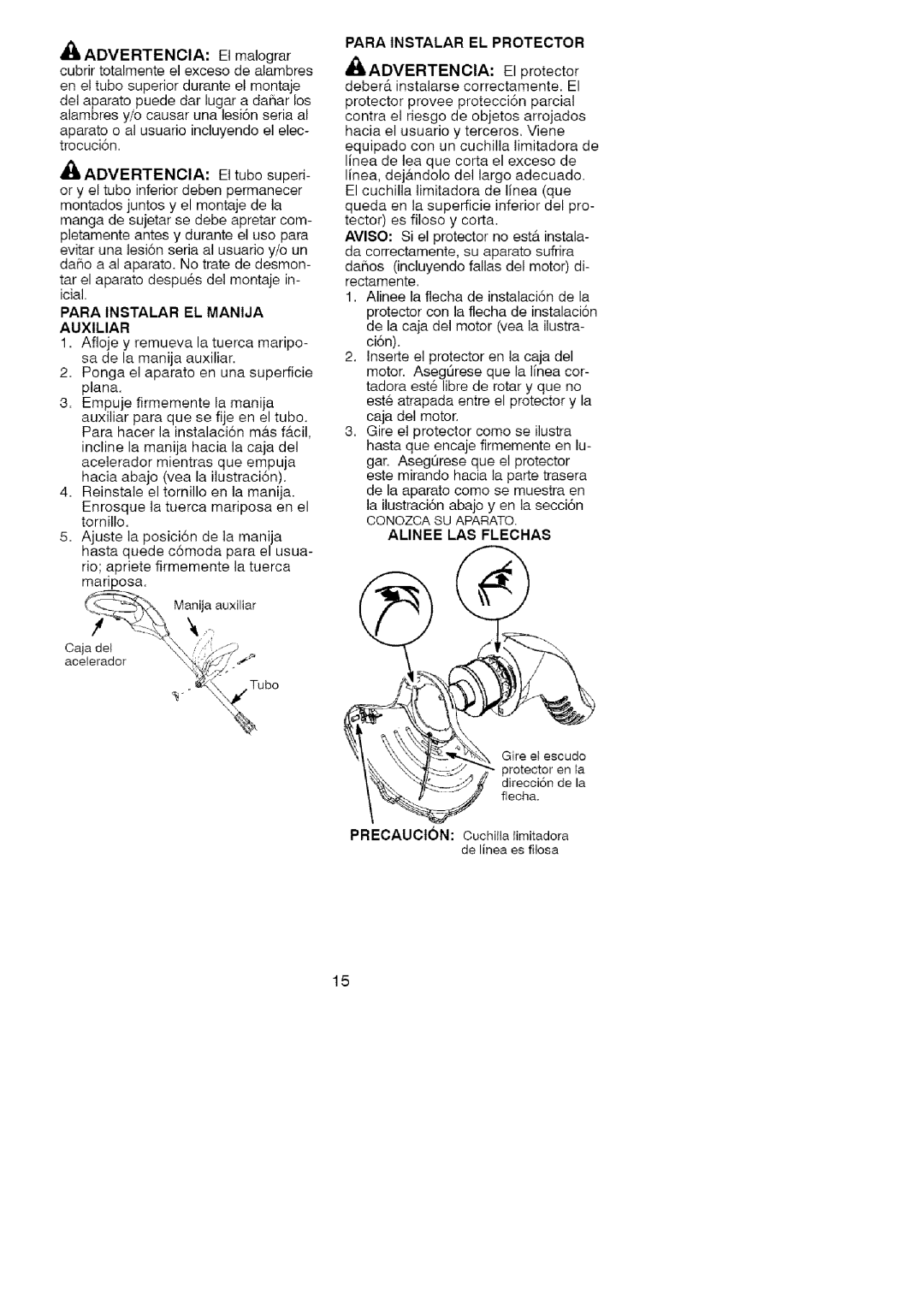 Craftsman 358.74534 manual Para Instalar, EL Protector, Conozca SU Aparato, Alinee LAS Flechas 