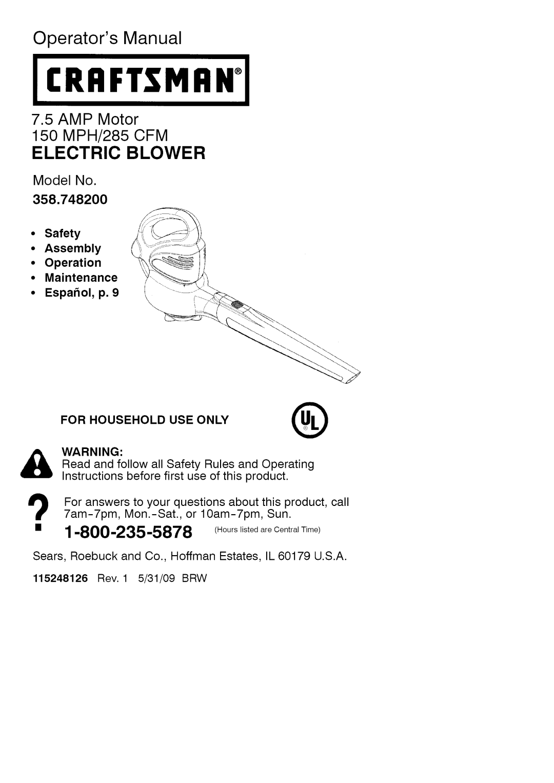 Craftsman 358.748200 manual Craftsmani 