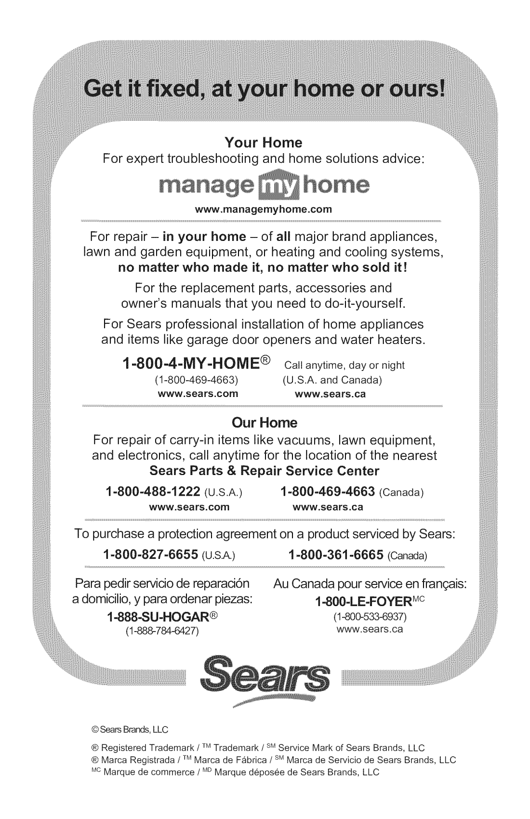 Craftsman 358.748200 manual Manage home 