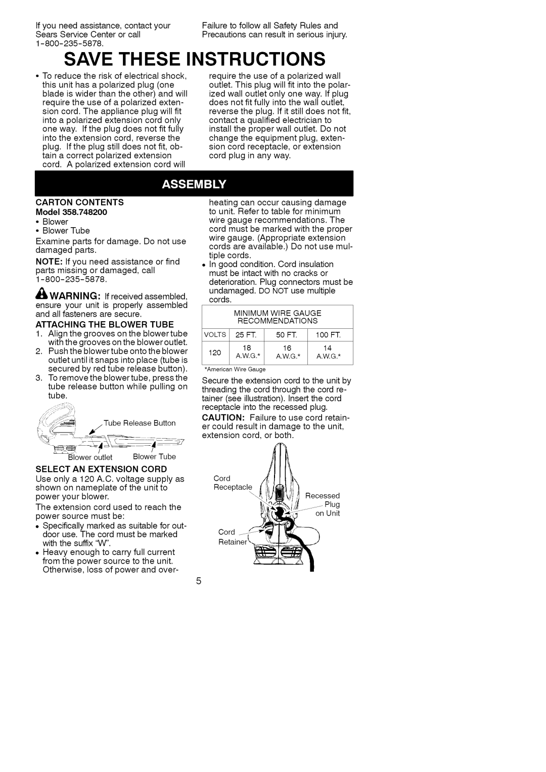 Craftsman 358.748200 manual Carton Contents 