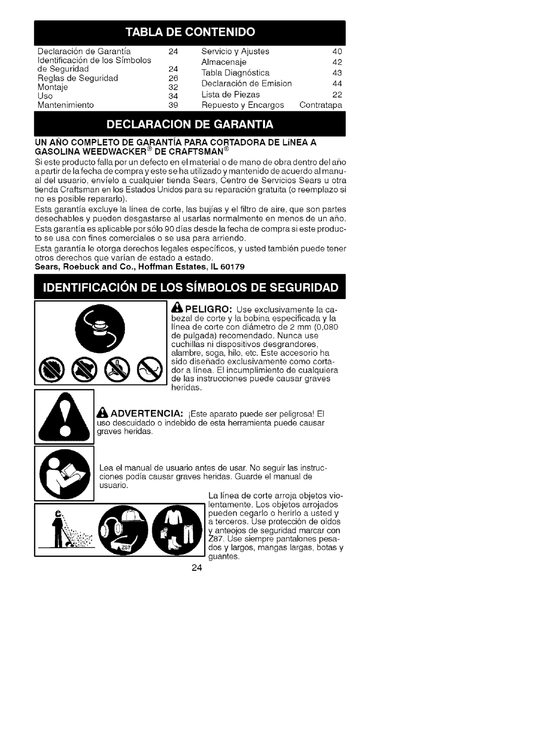 Craftsman 358.791031 operating instructions Sears, Roebuck and Co., Hoffman Estates, IL, Advertenoia 