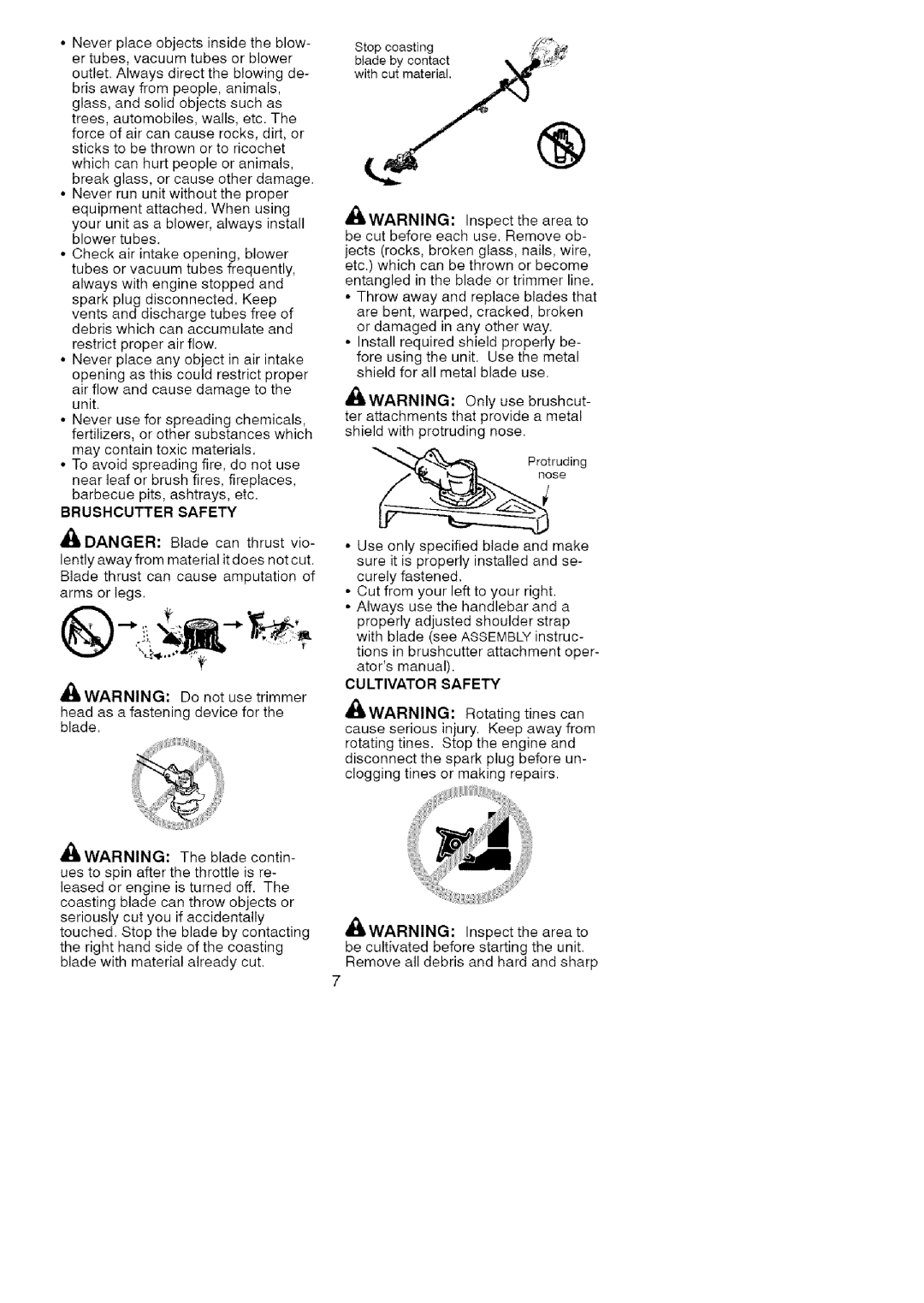 Craftsman 358.791051 Stickstobethrownortoricochet, Blowertubes, Restrictproperairflow, Unit, Maycontaintoxicmaterials 