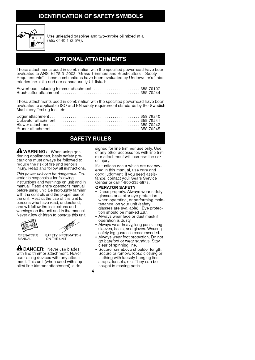 Craftsman 358.791072 Powerbeadincludingtrimmerattachment Brushcutterattachment, Edgerattachment, Cultivatorattachment 