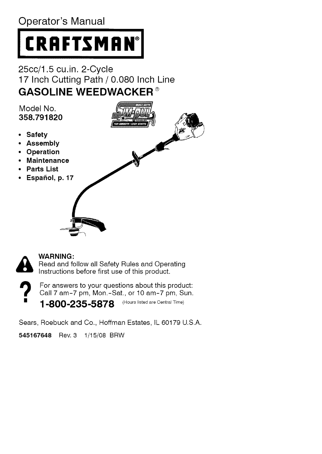 Craftsman 358.79182 operating instructions Crrftsmrni 