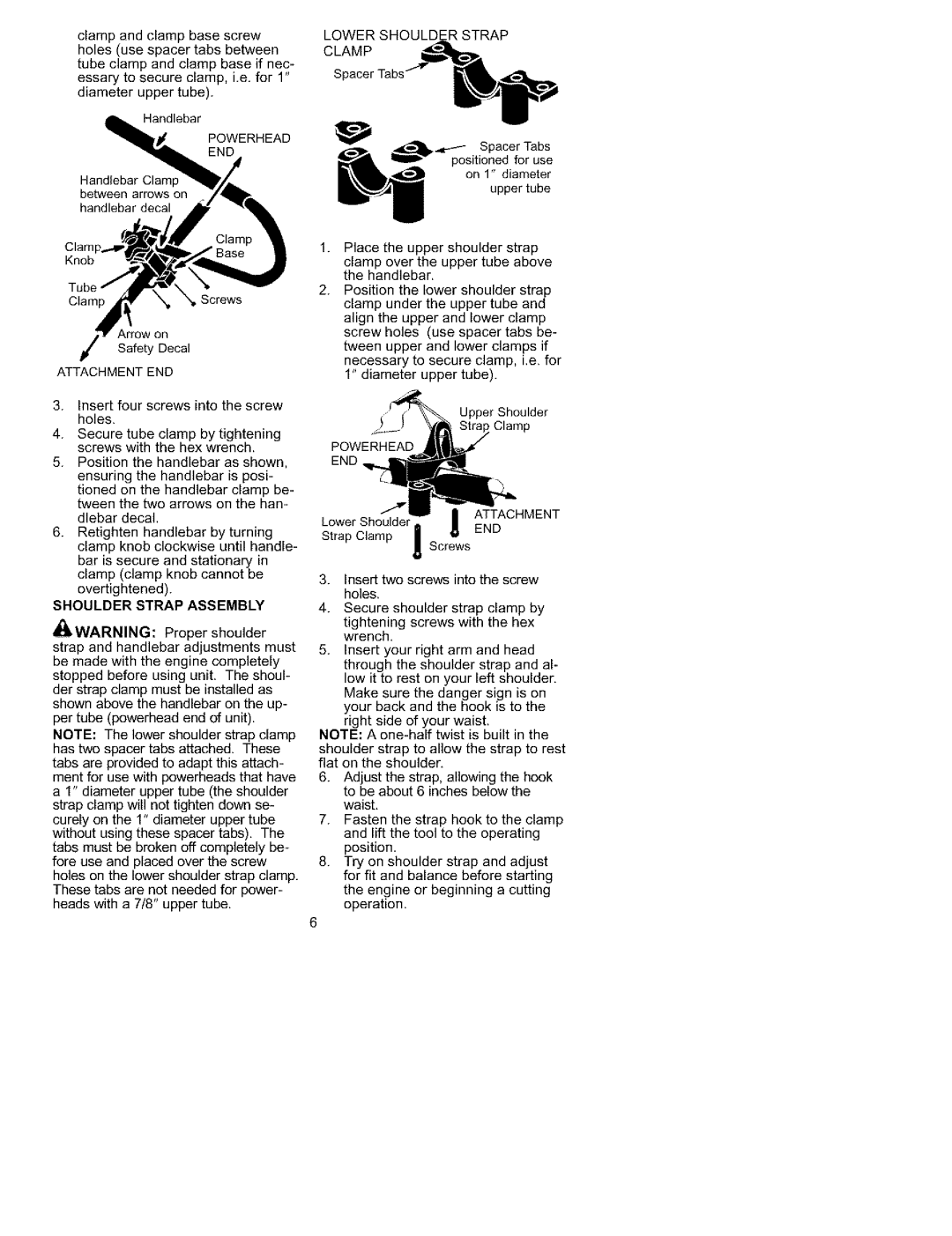 Craftsman 358.792430 instruction manual Shoulder Strap Assembly, Lower SHOULD,R Strap 