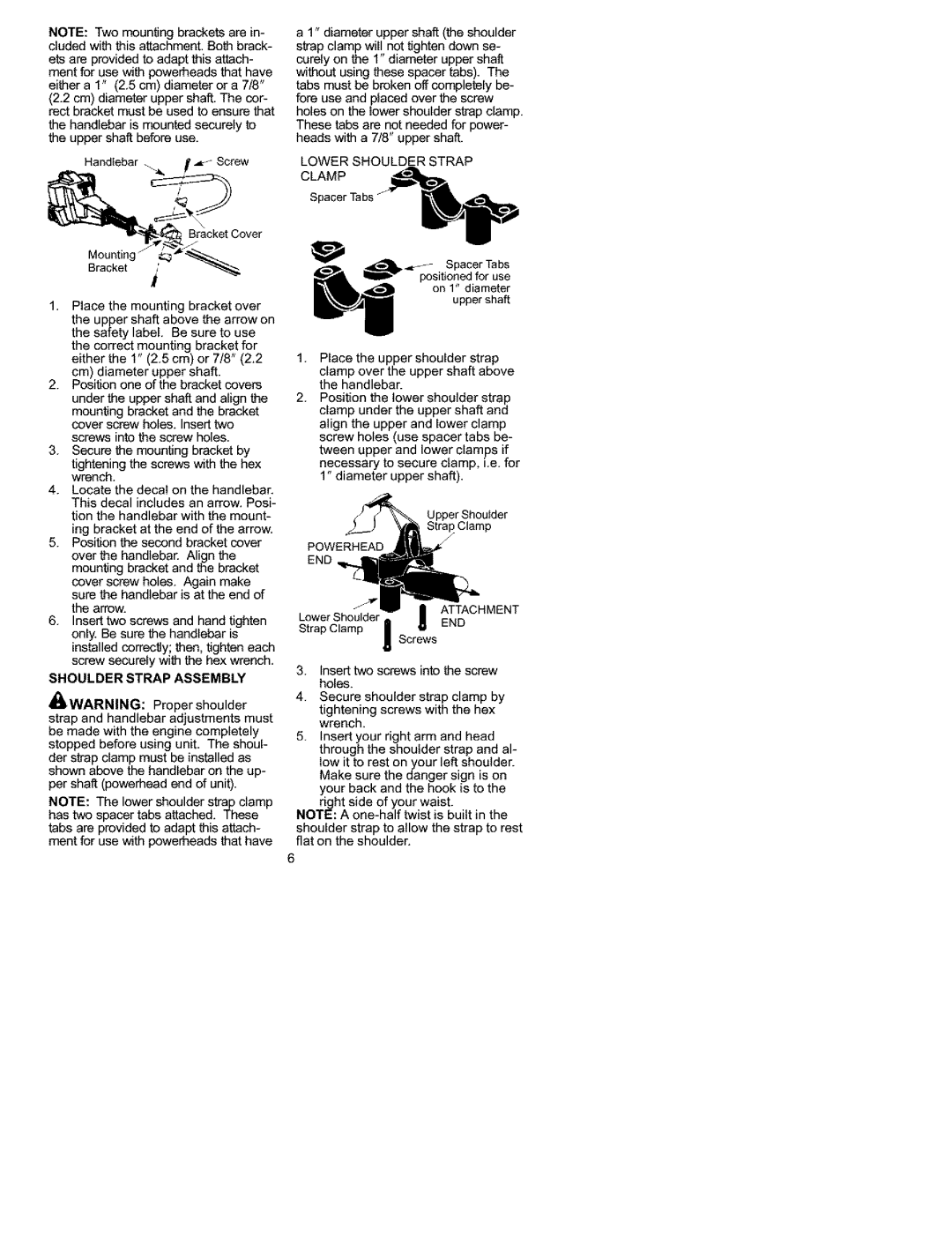 Craftsman 358.792442 Handlebar Screw, Lower Shoulder Strap, Shoulder Strap Assembly, Powerhead END Attachment, End 