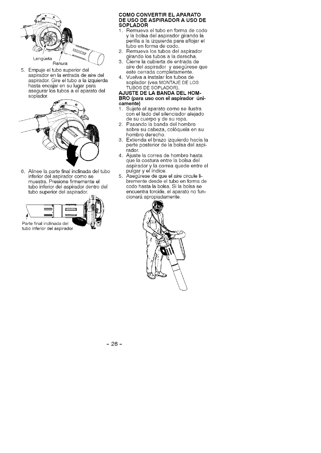 Craftsman 358.79474 manual De Uso De Aspirador A Uso De Soplador 